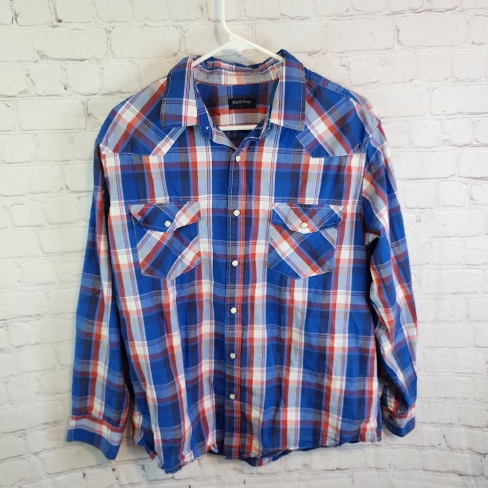 Men's Double Pump longsleeve button-up shirt, size Large